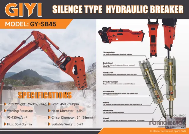 2026 GIYI GY-SB45 Silent Hydraulic Breaker (Unused)