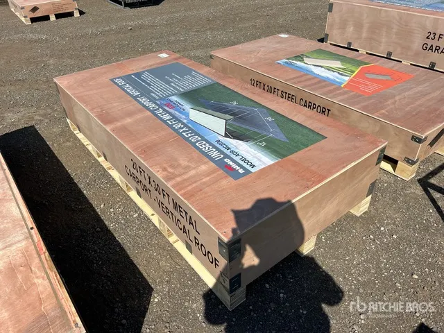 2026 AGR-MC2030 20 ft x 30 ft Steel Carport w/ Vertical Roof Panels Carport (Unused)