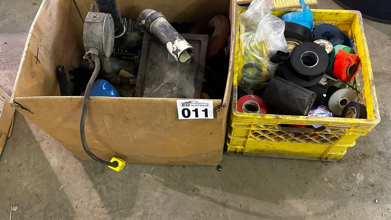 ASSORTED ELECTRICAL & PLUMBING SUPPLIES WITH JUNCTION BOX