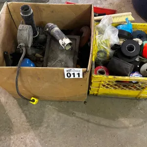 ASSORTED ELECTRICAL & PLUMBING SUPPLIES WITH JUNCTION BOX
