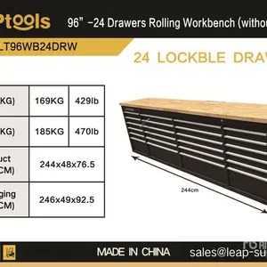 2026 LEAPtools LT96WB24DRW 2440 mm 24-Drawer Tool Cabinet (Unused)