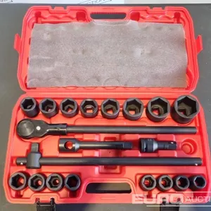 Unused 2026 Boss 3/4" 21pc Heavy Duty Pneumatic Socket Set, 4" Connecting Rod, 8" Connecting Rod, Quick  Ratchet Wrench, 20" Sliding Rod 