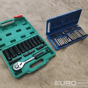 Unused 14Pc Deep Impact Socket and Ratchet Set, 40Pc Hex Torque Spline Set (2 of) 