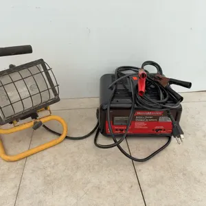 Working Motomaster battery charger and a halogen light