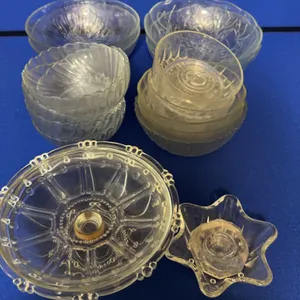 Assorted Clear Pressed and Etched Glass Tableware and Serving Collection