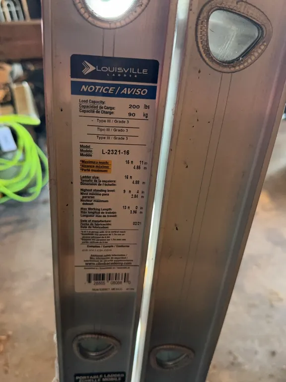 Louisville 16 Foot Aluminum Extension Ladder Model L-2321-16