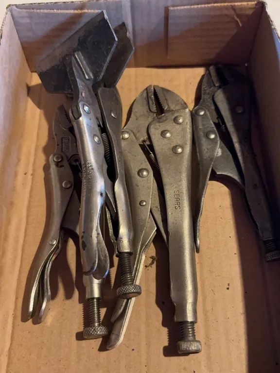Collection of Assorted Locking Pliers Irwin Vise-Grip Sears Petersen DeWitt