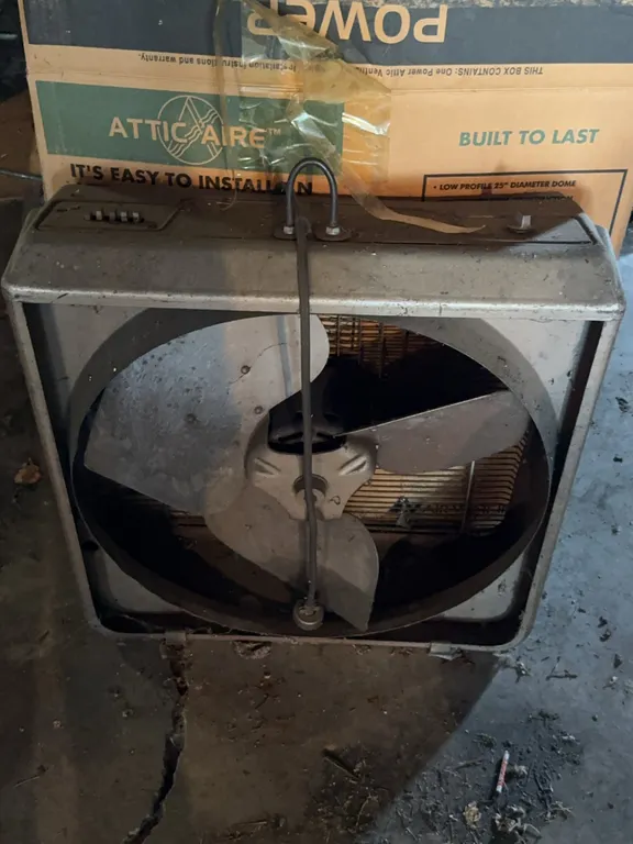 Vintage Portable Metal Box Fan And Attic Aire Roof Ventilator