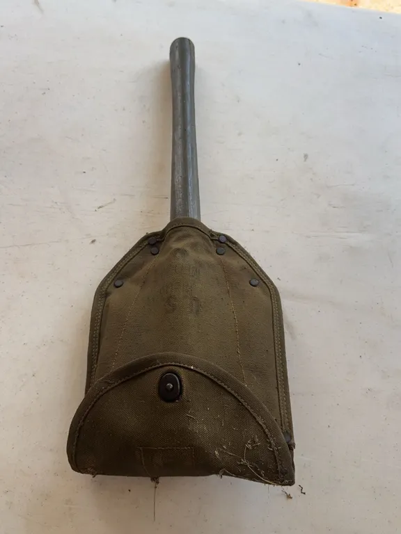 Military Style Folding Entrenching Tool Shovel With US Stamped Canvas Cover