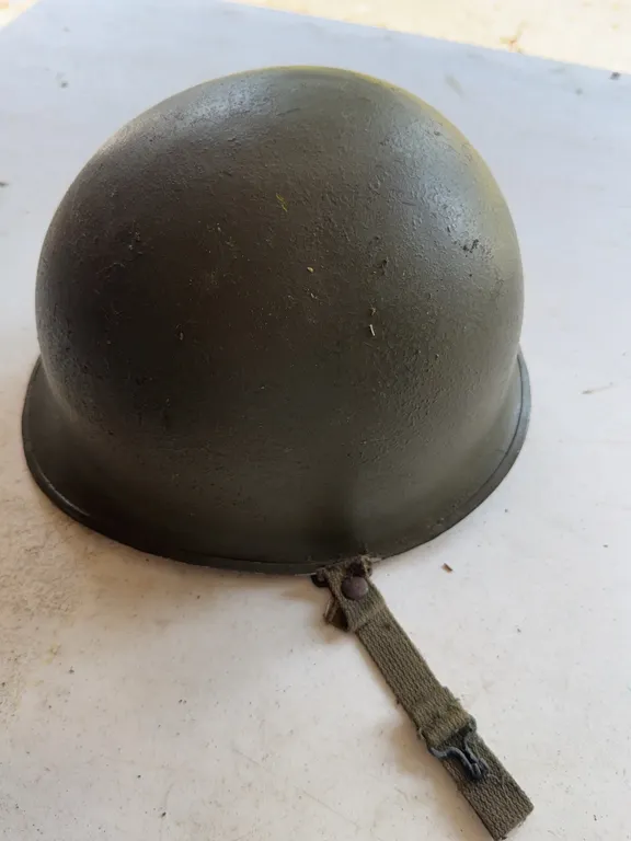 Military M1 Steel Pot Helmet with Composite Liner and Chinstrap