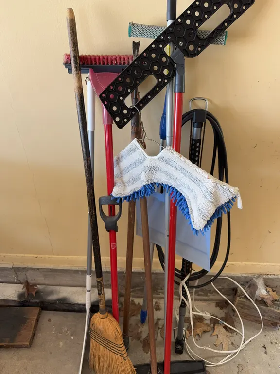 Household Cleaning Equipment Lot Including Vileda Broom and Dustpan