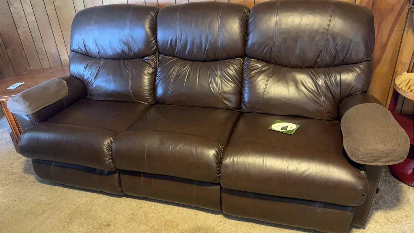 La-Z-Boy Brown Leather Reclining Three Seater Motion Sofa