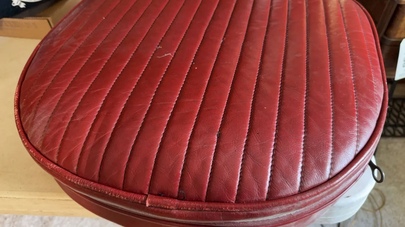 Red Upholstered Pleated Vehicle Seat Cushion
