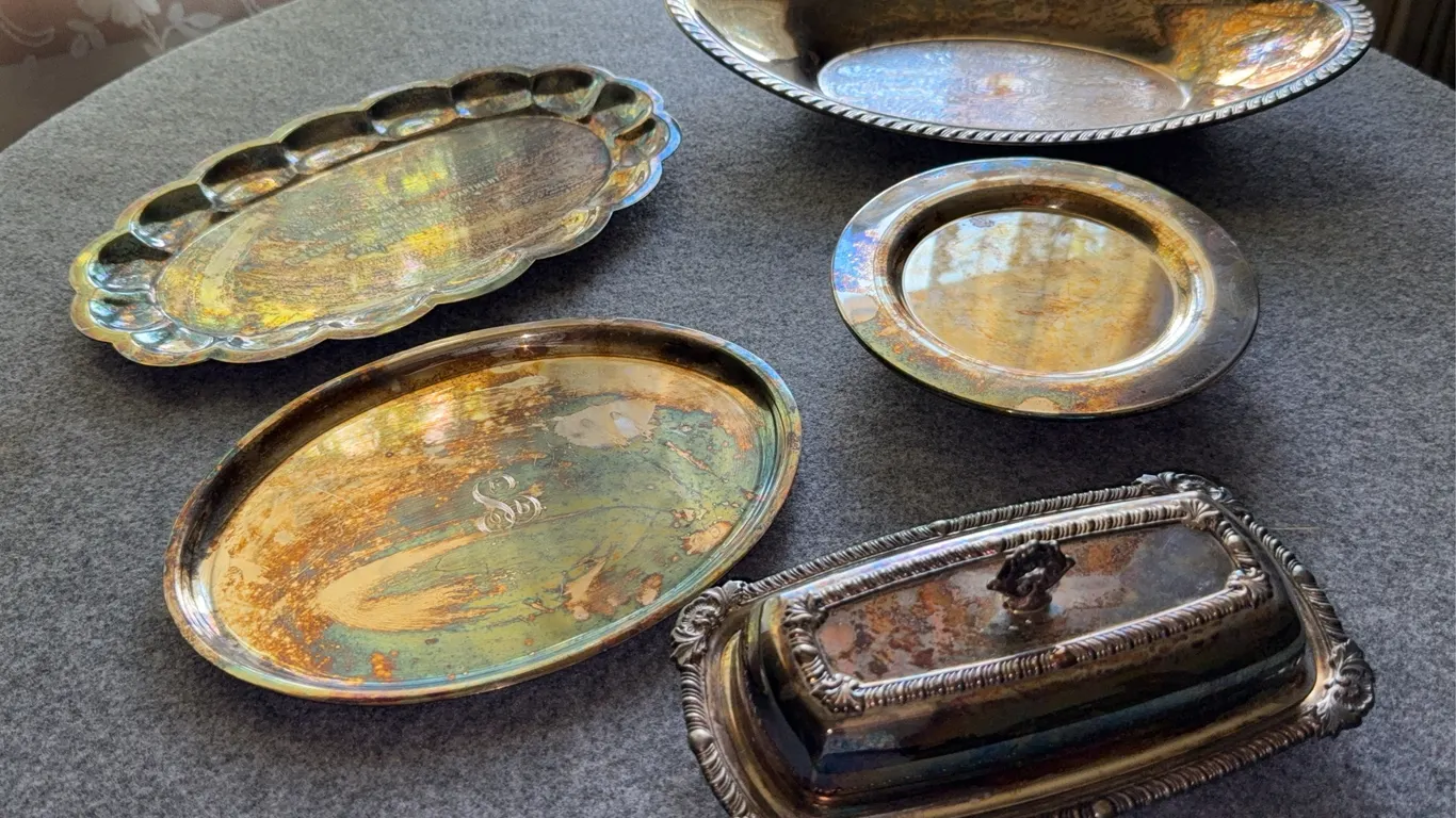 Collection of Vintage Silver Plate Tableware and Serving Trays