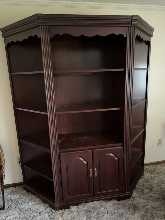 Mahogany Finish Corner Entertainment Center Media Cabinet Shelving Unit
