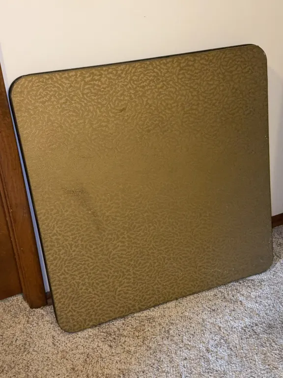 Vintage Square Folding Card Table With Textured Gold Top Surface