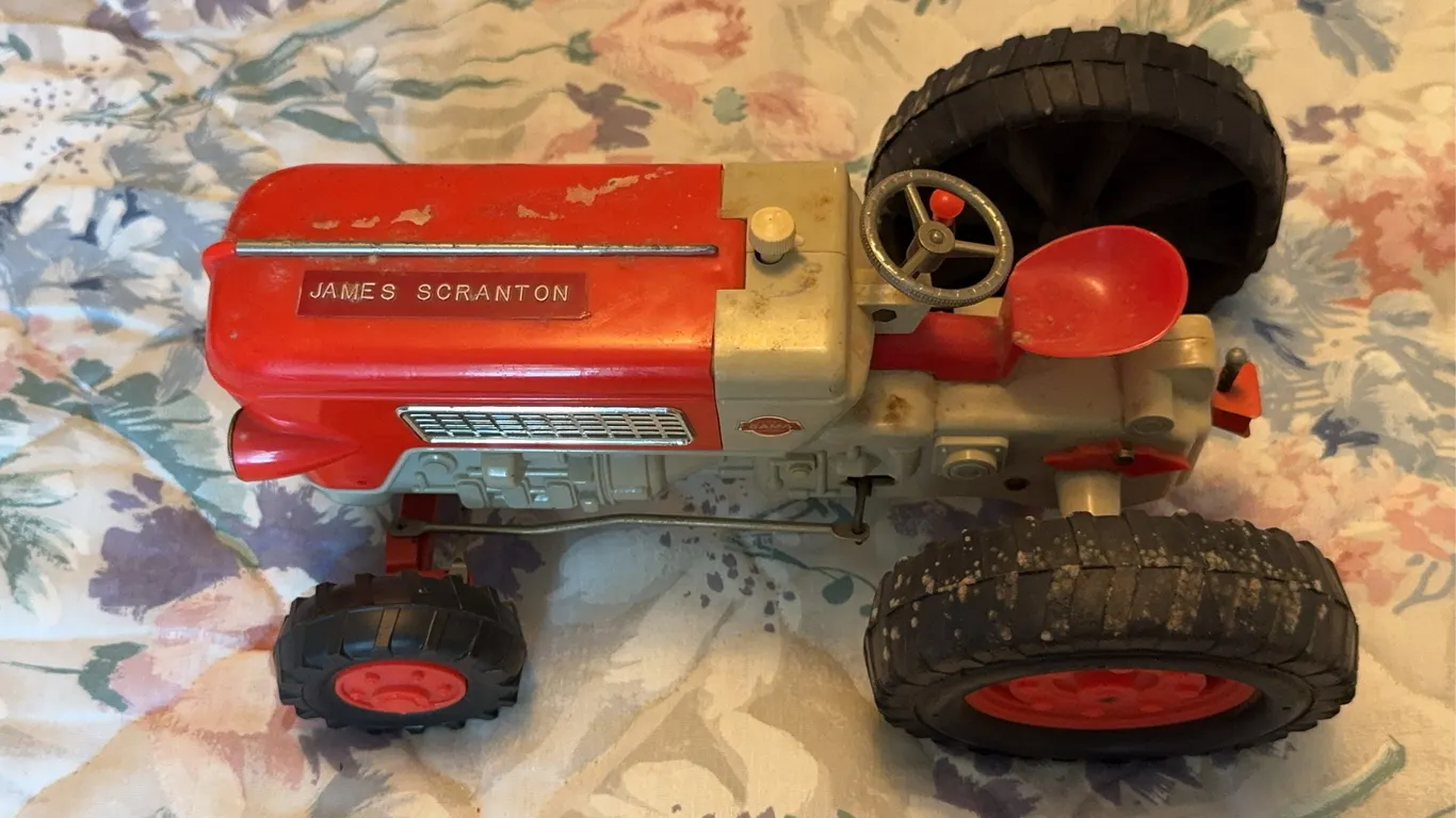 GAMA West Germany Plastic Toy Farm Tractor Red Grey Model 8015