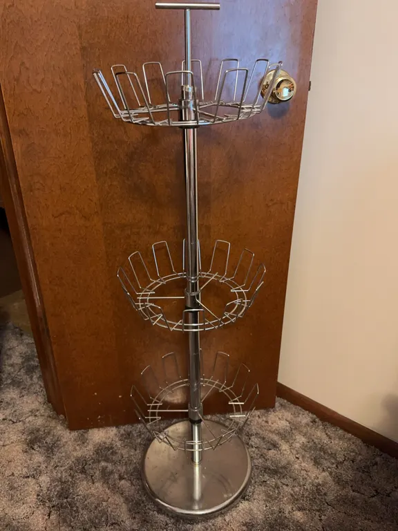 Three Tier Rotating Steel Wire Shoe Rack Storage Tree Chrome