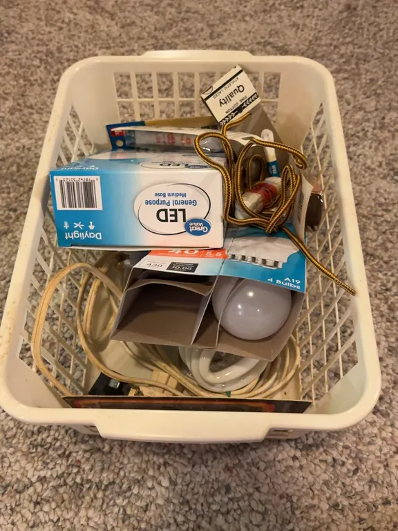 Assorted Household Hardware LED Bulbs and Laces Lot