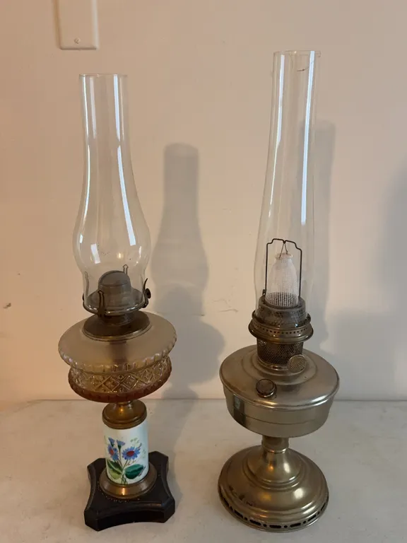 Antique Aladdin Model 12 Nickel Mantle Oil Lamp Lot