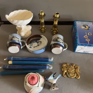 Ocean Nautical Coastal Decor Lot Brass Fish Candlesticks Fish Chime