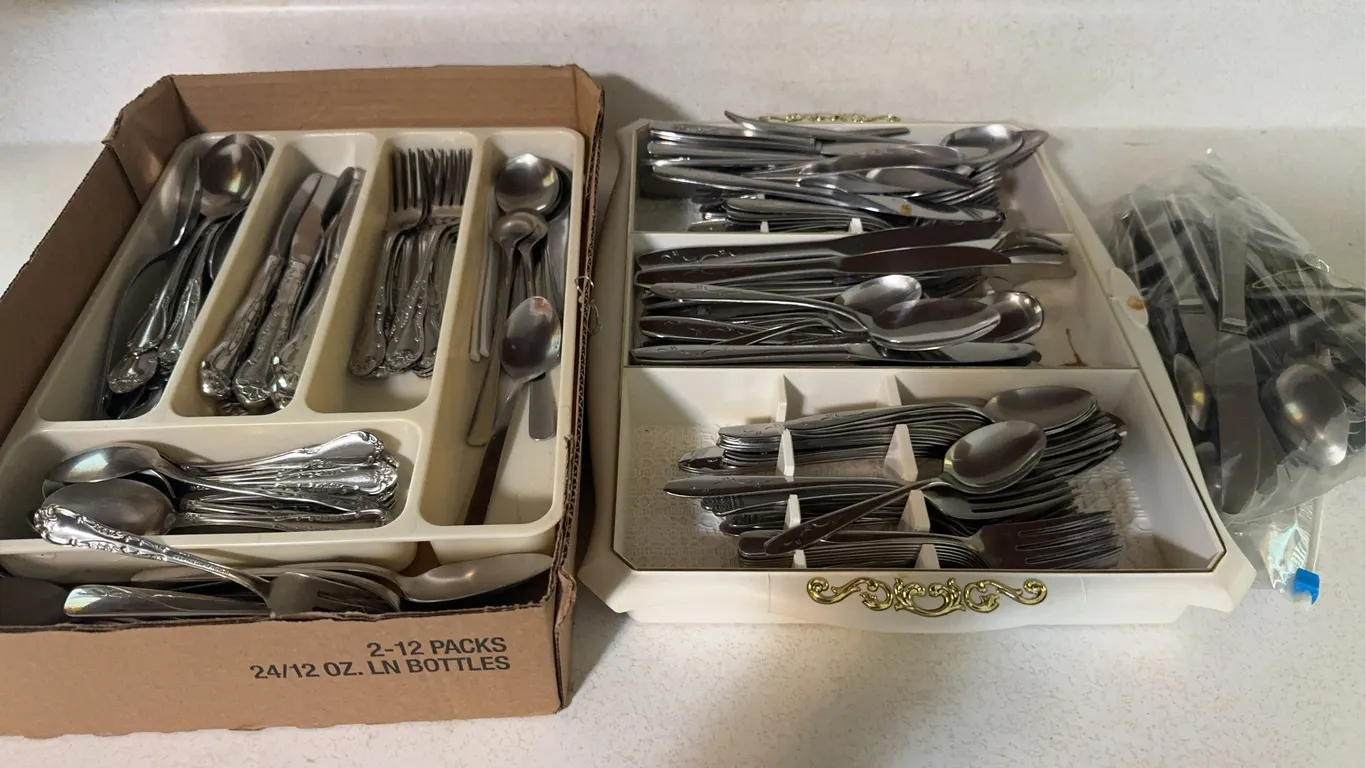 Assorted Stainless Steel Flatware Set Including Imperial USA Cutlery