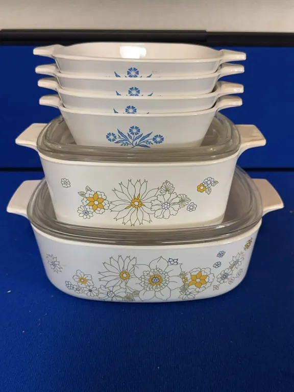 Corning Ware Floral Bouquet Casseroles and Blue Cornflower Dish Collection
