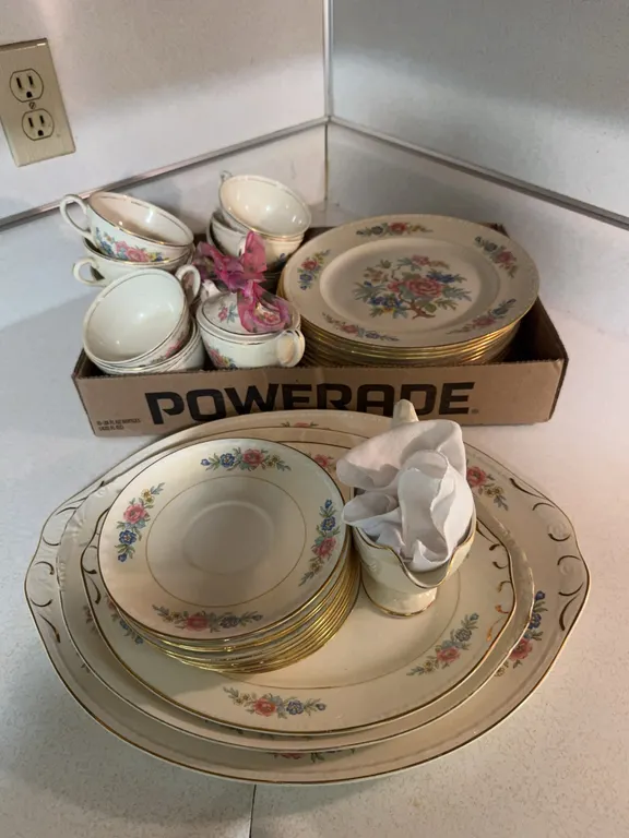 Homer Laughlin Eggshell Georgian Floral Dinnerware Set