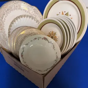 Assorted Fine China and Stoneware Plates Featuring 22KT Gold Filigree