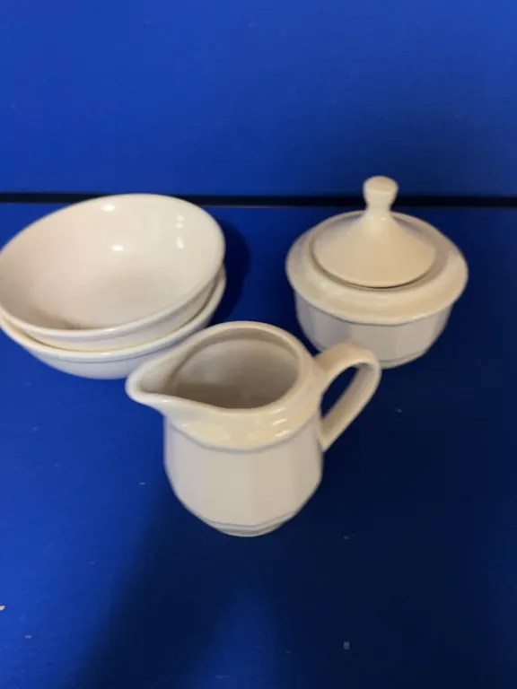 Hyalyn Pottery Ceramic Fruit Canisters Creamer Sugar Cutting Boards Set