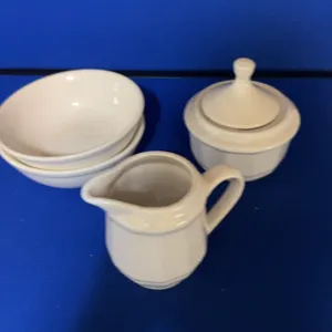 Hyalyn Pottery Ceramic Fruit Canisters Creamer Sugar Cutting Boards Set