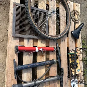ASSORTED BIKE PARTS & METAL GRATE