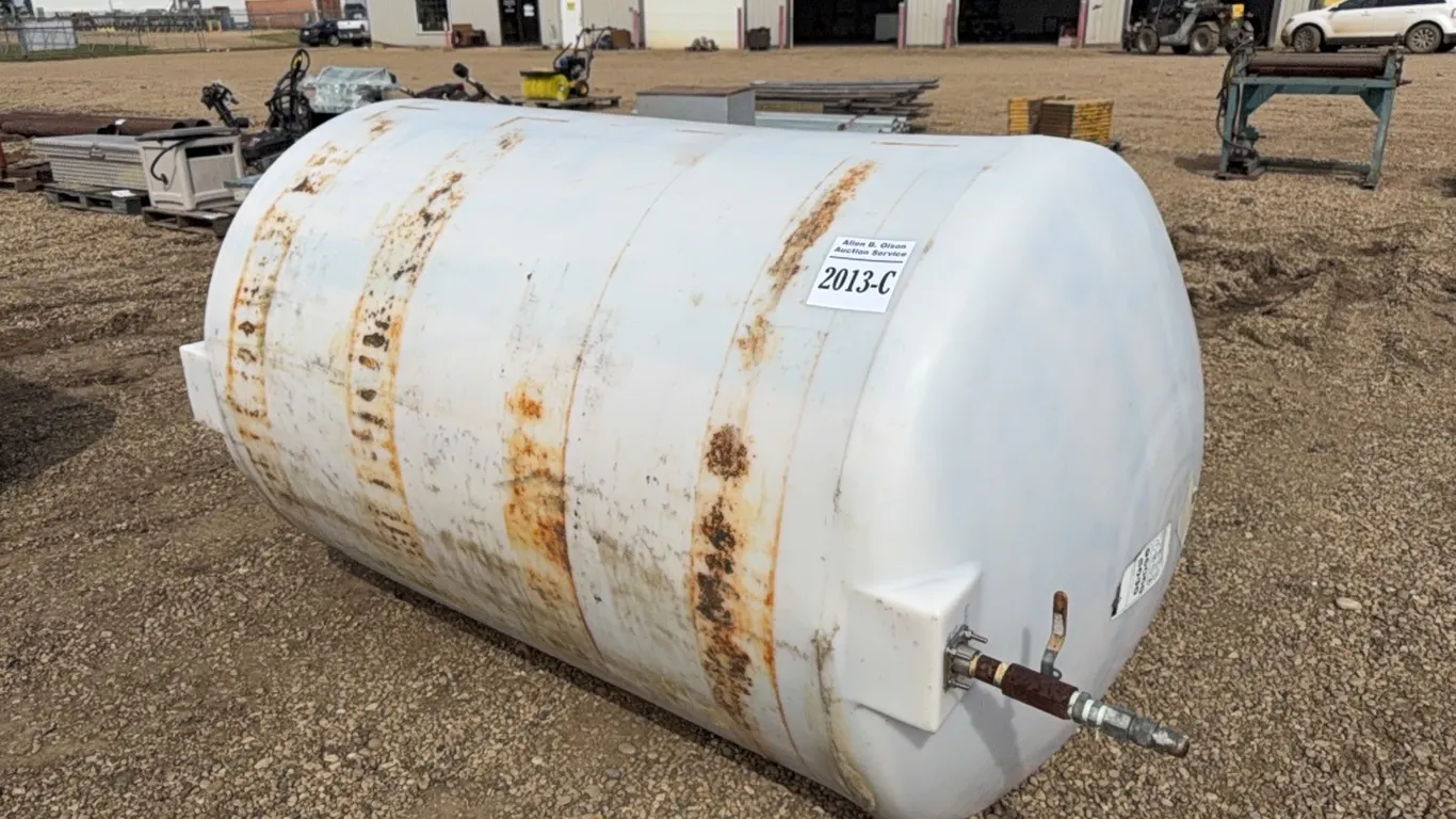 APPROX 400 GAL POLY TANK - LAST CONTAINED UNKNOWN