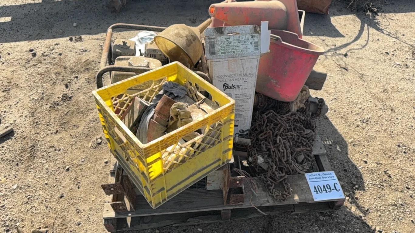 PYLONS, CHAIN, WALL FAN HEATER, GAS CAN, FUNNEL, CHOCKS