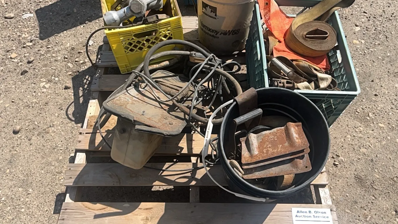 TIE DOWN STRAPS, GAS NOZZLE, GREASE GUNS, HOOK, CHAIN