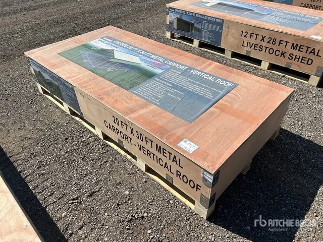 2026 AGR MC2030 20 ft x 30 ft Steel Carport w/ Vertical Roof Panels Carport (Unused)
