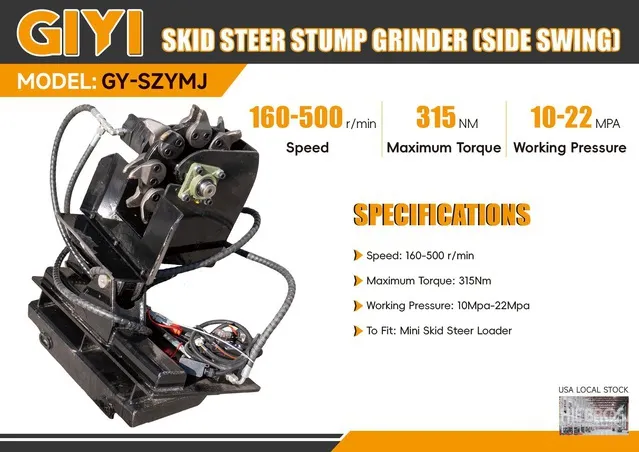 2026 GIYI GY-C SZYMJ Mini Skid Steer Stump Grinder (Unused)