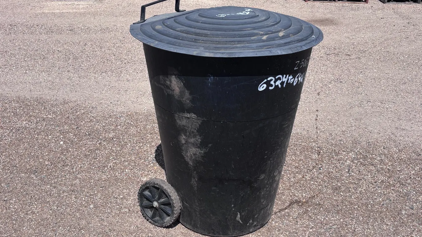USED ROUND 90-GALLON TRASH CAN
