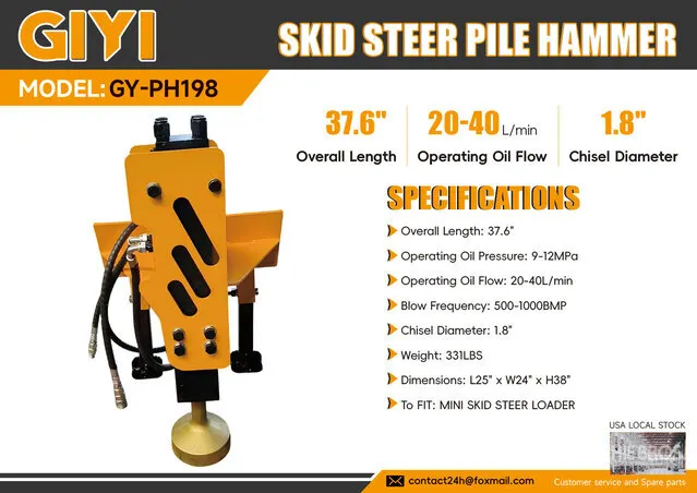 2026 GIYI GY-PH198 Mini Skid Steer Post Driver (Unused)
