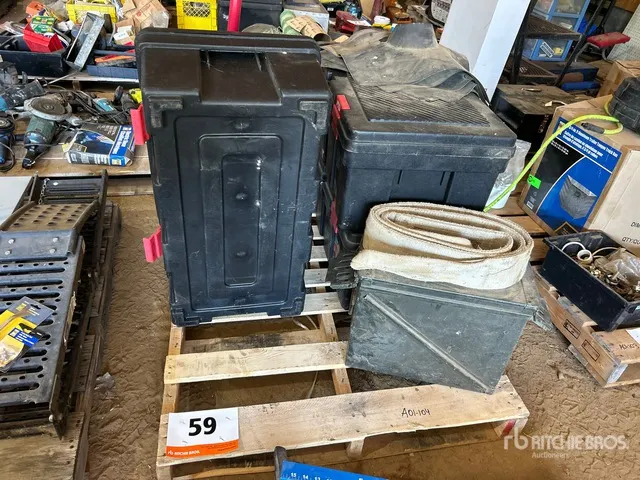 MasterCraft Floor Jack, Storage Lockers, Sling, Metal Crate