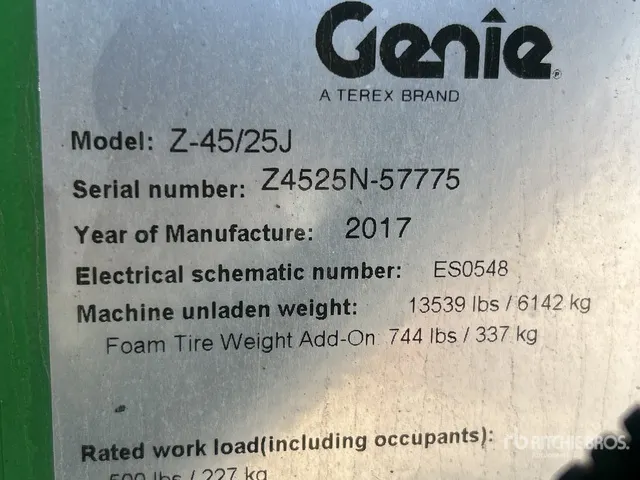 2017 Genie Z45/25JRT Articulating Boom Lift