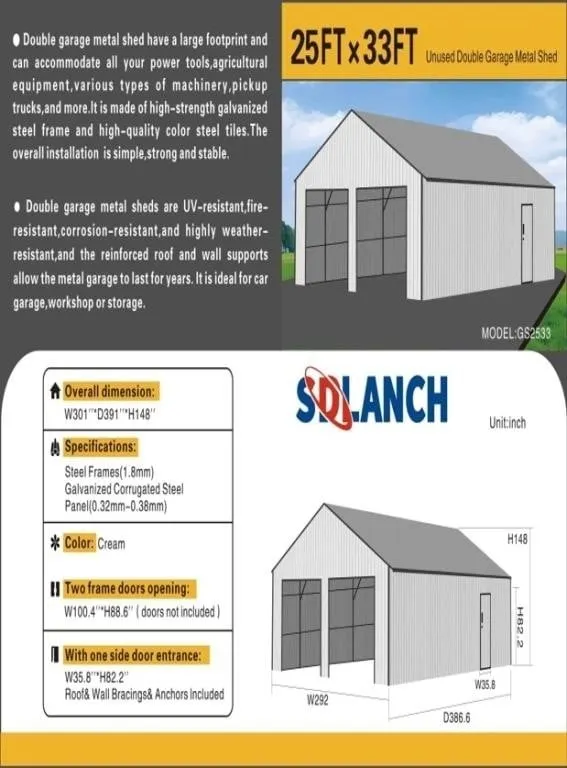 2026 High-End Carport SDL 25x33FT DGMS