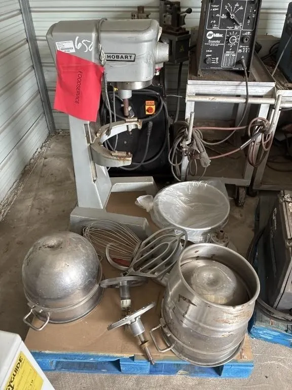 30qt Hobart floor mixer w/attachments - damaged co