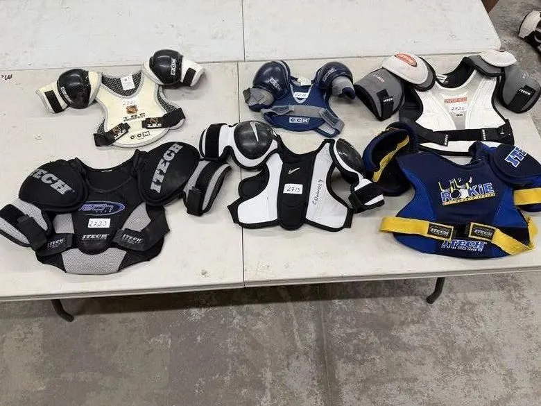(6) Hockey Shoulder Pads (Assorted Sizes & Brands)