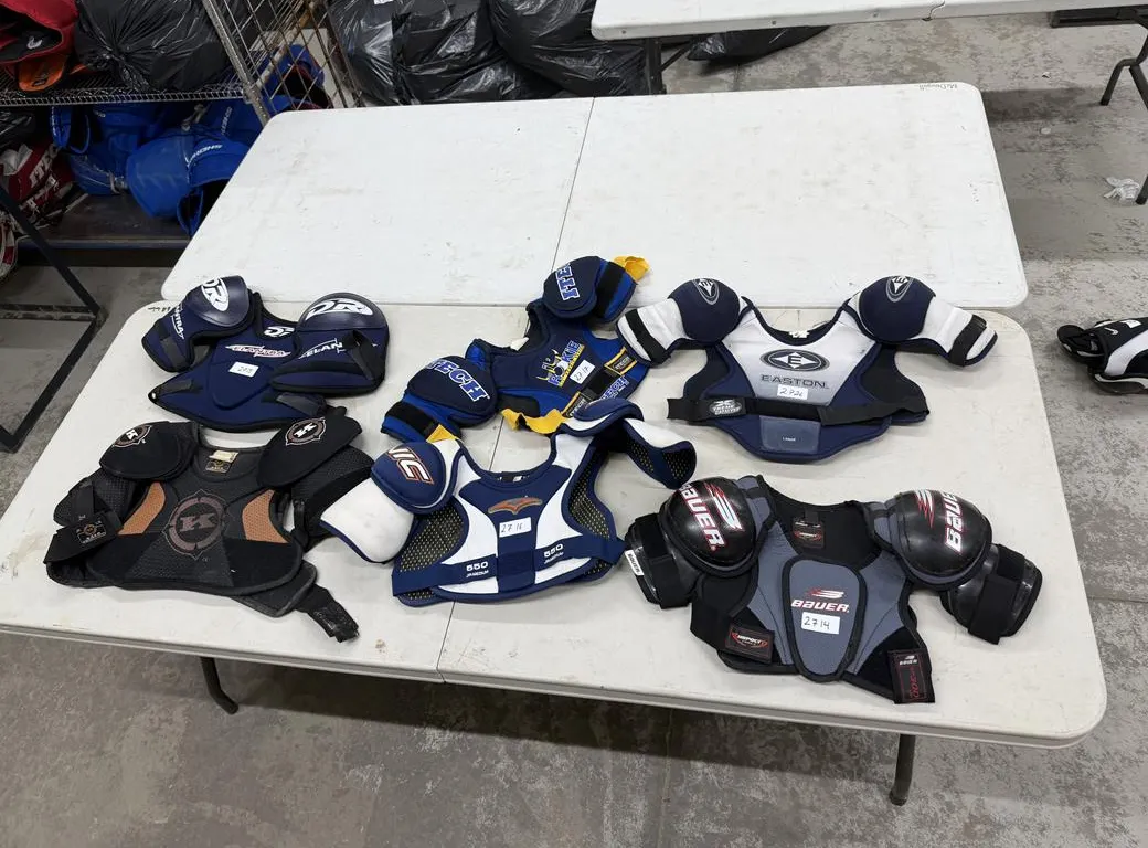 (6) Hockey Shoulder Pads (Assorted Sizes & Brands)