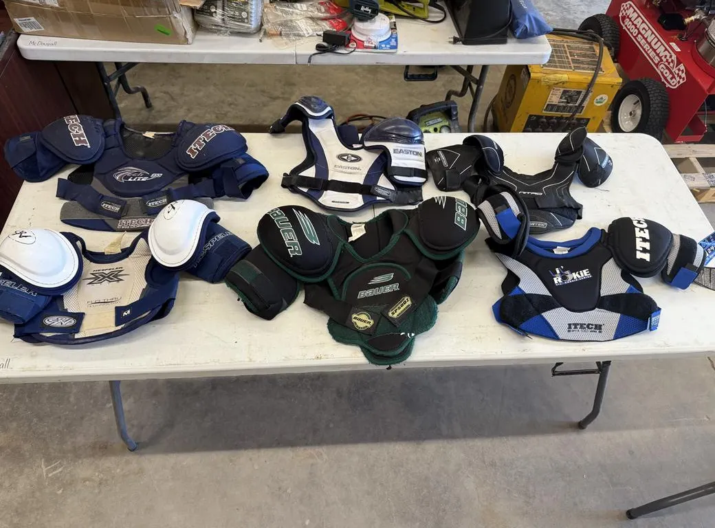 (6) Hockey Shoulder Pads (Assorted Sizes & Brands)