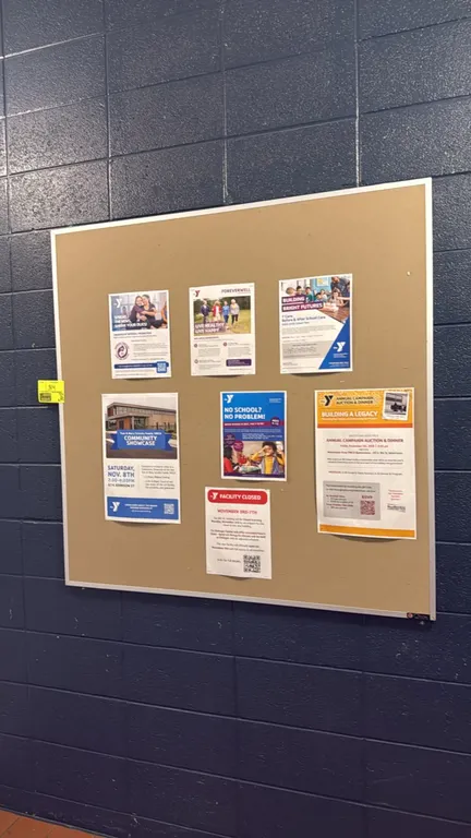 Corkboard. Features a natural cork tack surface enclosed in an aluminum frame. Designed for wall mounting. Dimensions: 4' x 4'. Contents not included.