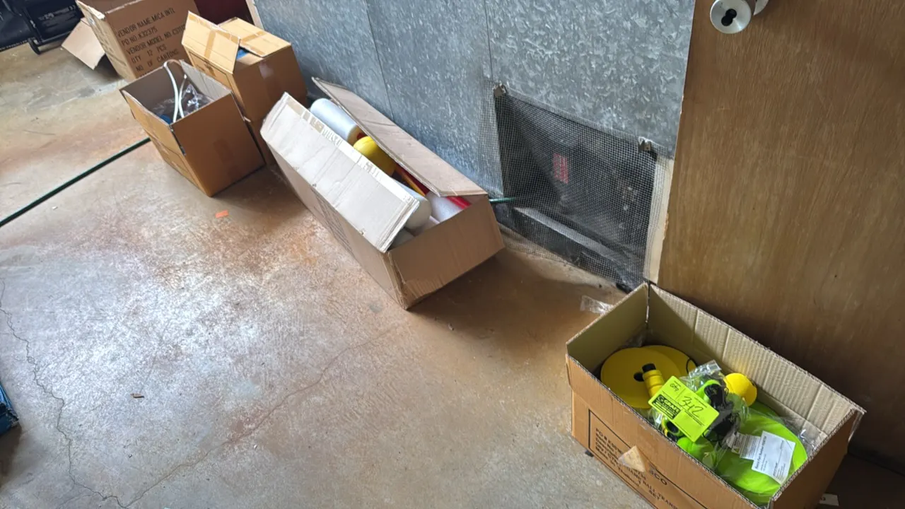 Bulk lot of various physical education and water exercise equipment. Includes Nasco water resistance hand dumbbells, foam noodles with colored poles,