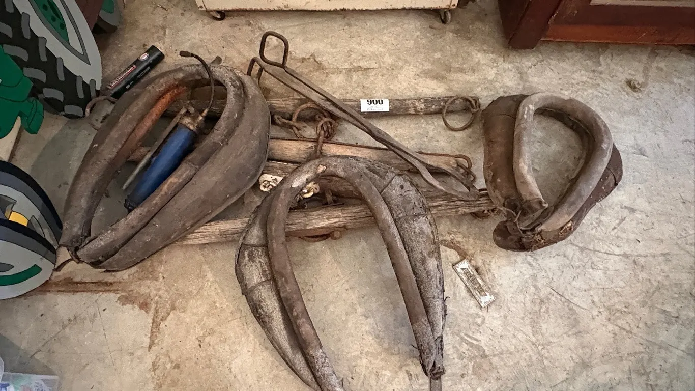 ANTIQUE HORSE COLLARS & WOOD HARNESS GEAR