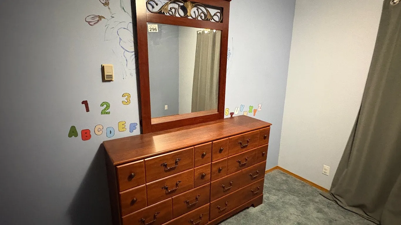 WOOD DRESSER & MIRROR